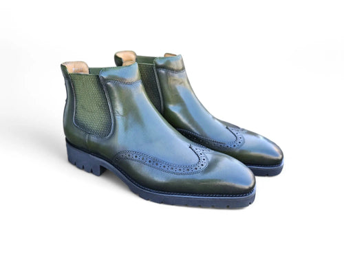 Lug Sole Chelsea Boot with Wingtip Toe Carrucci
