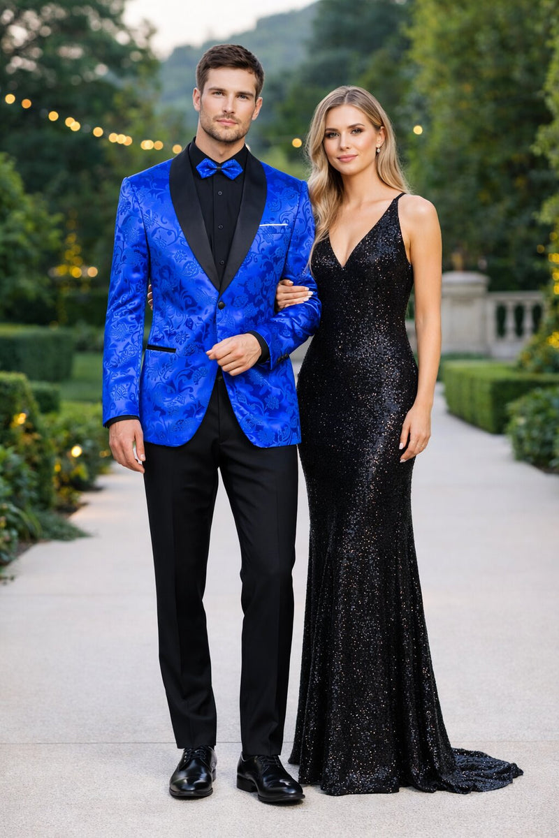Mens Blazer - Paisley Sport Coat - Royal Prom 2026 Tuxedo Dinner Jacket Blazer
