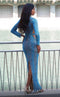 MNM Couture Lilac High-Neck Embroidered Tulle Gown with Beaded Belt
