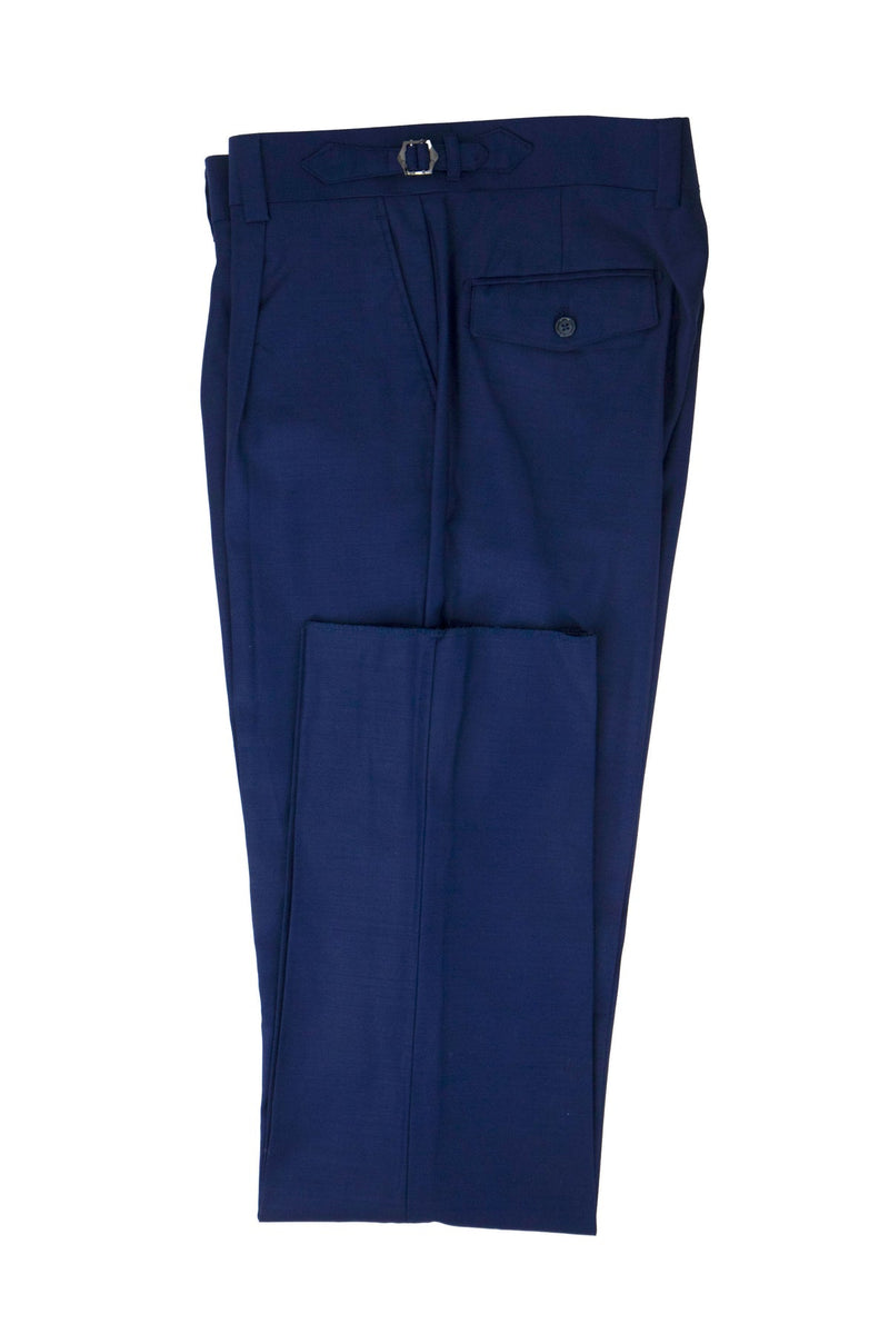 Tiglio Luxe Marbella dress pants. French Blue, semi-wide leg with a smooth wool texture. Features: belt loops, flat front, single back pocket. Structured and soft.