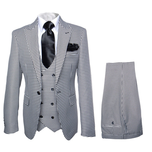 Rossi Man MAX RM1710 Slim Fit 3-Piece Suit – Modern Black and White Suit for Men