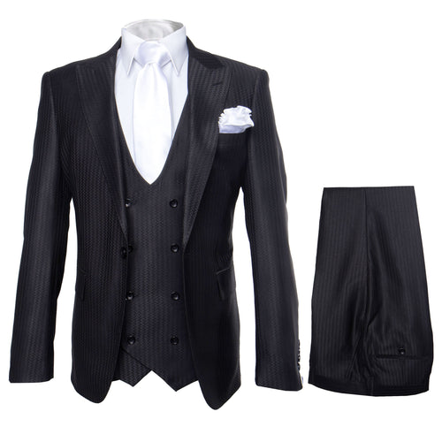 Rossi Man MAX RM1712 Slim Fit 3-Piece Suit – Stylish Black Formalwear for Men