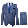 Rossi Man MAX RM1823 Slim Fit 3-Piece Blue Plaid Suit – Tailored for Weddings & Business