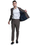 "Sharkskin Slim Fit Men's Suit - Double Breasted Summer Brown"
