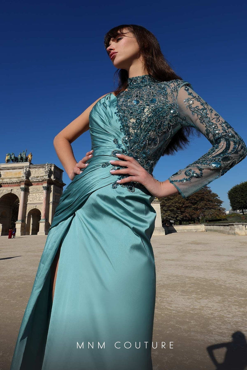MNM Couture K4017 Blue Sophisticated Evening Gown