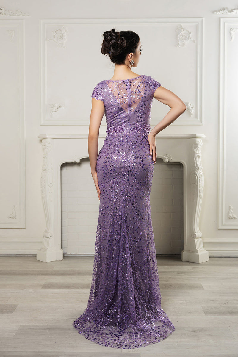 Floral Appliqued Long Mesh Formal Gown-New Collection