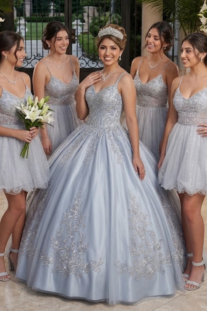 Dama Dresses for Quinceanera in Silver Style MQ2067 Quince Outfit