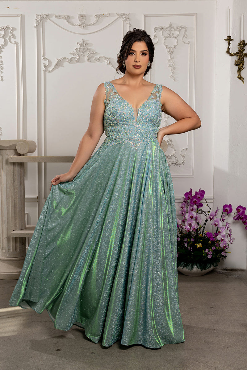 Special Occasion Dress High Slit Plunging V-Neck By May Queen MQ2137