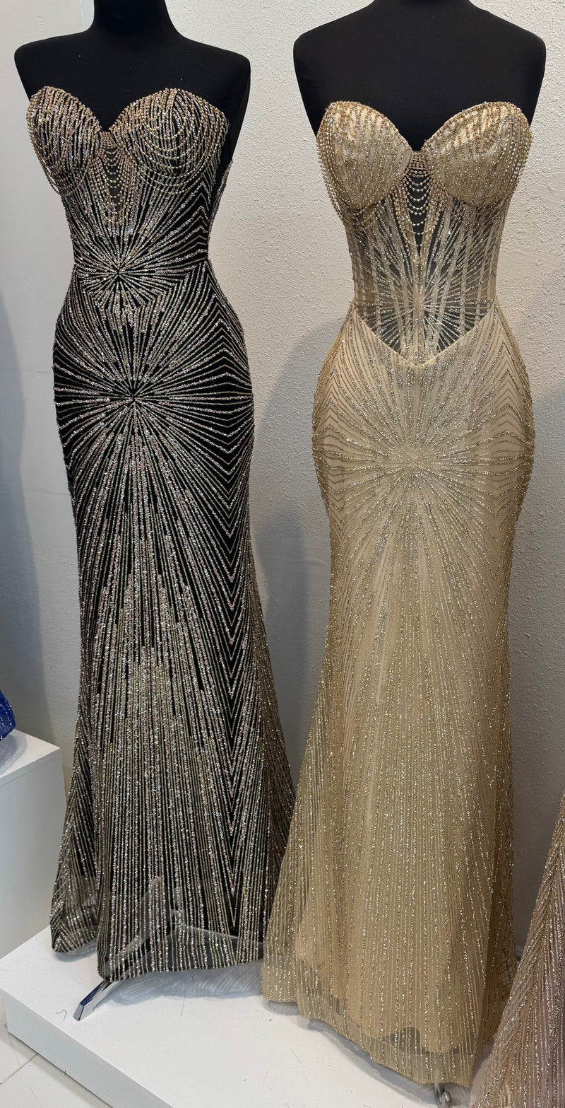 Strapless Corset Sequin Evening Gown | Sparkling Mermaid Prom Dress By May Queen MQ2195