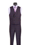 Purple Modern Fit Windowpane Peak Lapel 3 Piece Suit