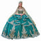 Elizabeth K GL3671 Emerald Green QuinceaƱera Ball Gown ā Strapless Sweetheart Beaded Corset Dress with Ruffle-Tier Skirt & Embroidered Cape