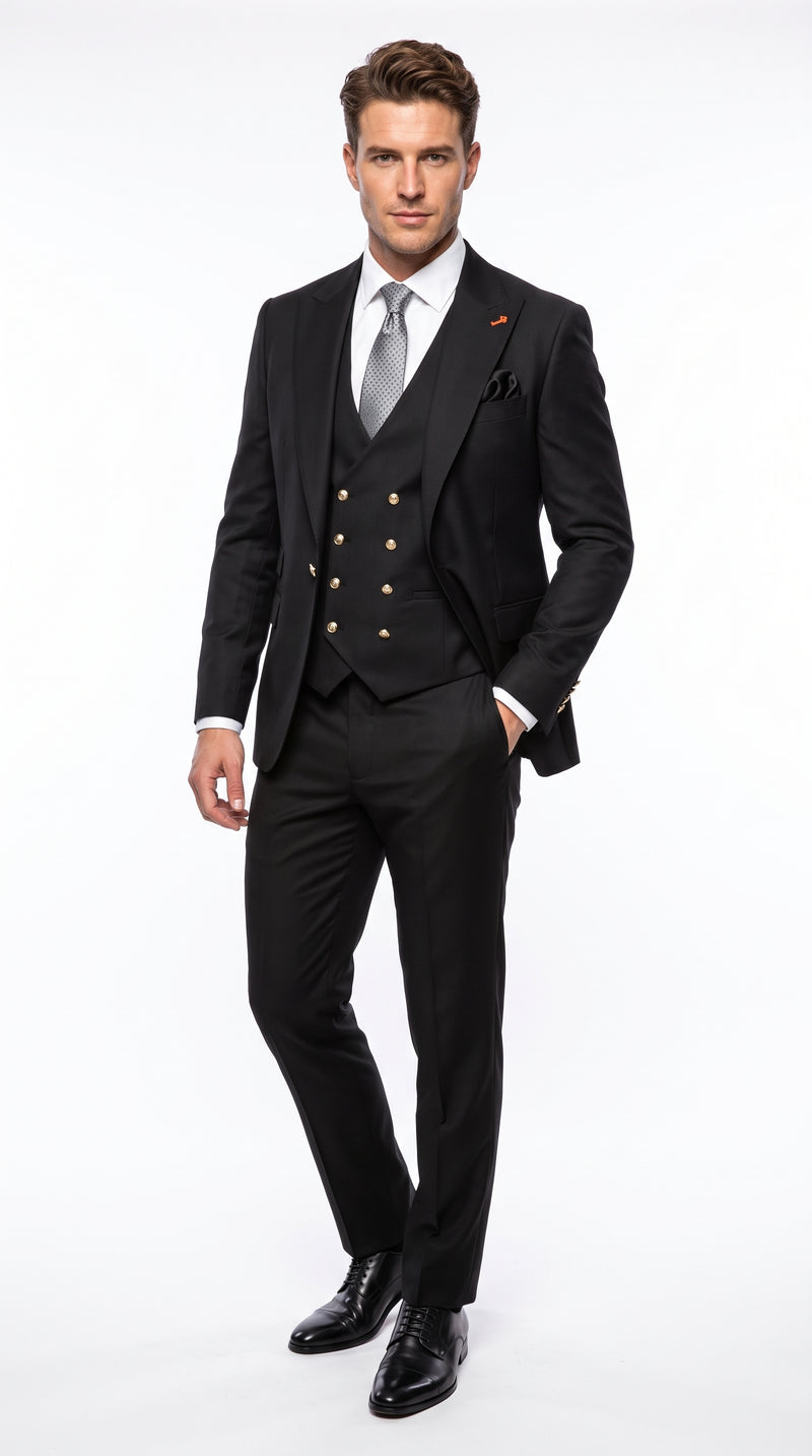 Statement Men’s 3 Piece 100% Wool Fashion Suit, Bold Color Modern Fit Wedding Business Suit