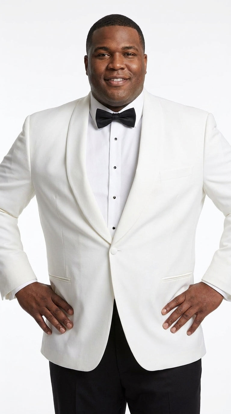 Men’s White Dinner Jacket, Snow White Single Button Tuxedo Blazer for Graduation Homecoming and Formal Events