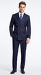 Men’s Dark Navy Blue Double Breasted Pinstripe Suit, Side Vent Jacket with Pleated Pants