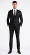 Men’s Black Windowpane Plaid Suit, 1920s Inspired Formal Wedding Prom Dress Suit