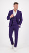 Menâs Purple and Gold 3 Piece Suit, Modern Fit Peak Lapel Wedding Prom Dress Suit