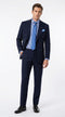 Apollo King Menâs Navy Blue 2 Piece Double Breasted Suit, Pleated Pants Formal Business Wedding Suit