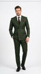 Men’s Dark Green Double Breasted Suit, Tapered Fit Formal Wedding Business Dress Suit