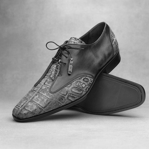 Marco Di Milano Anzio Newspaper Grey Alligator & Calfskin Derby