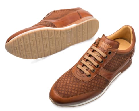 Maxim Tan Calfskin and Suede Dress Sneaker by Mezlan – Made in Spain