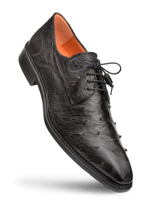 Mezlan Dress Shoes Men Black Ostrich Designer Lace Up Tillson