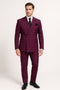Burgundy Plaid Suit for Men – Rossiman Double-Breasted Windowpane Two-Piece