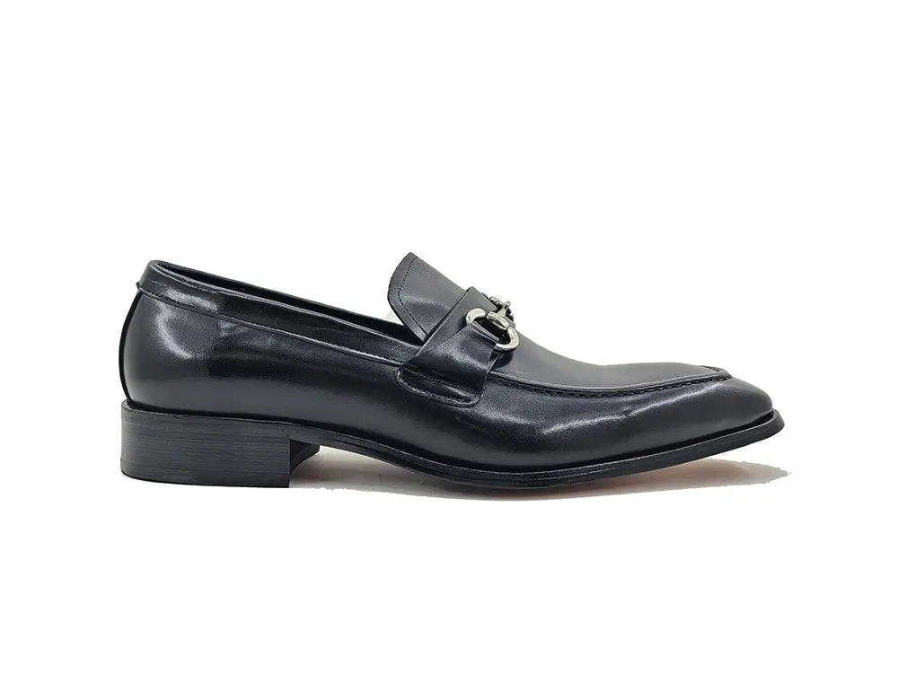 Carrucci Men’s Burnished Slip-On Loafer with Buckle Detail