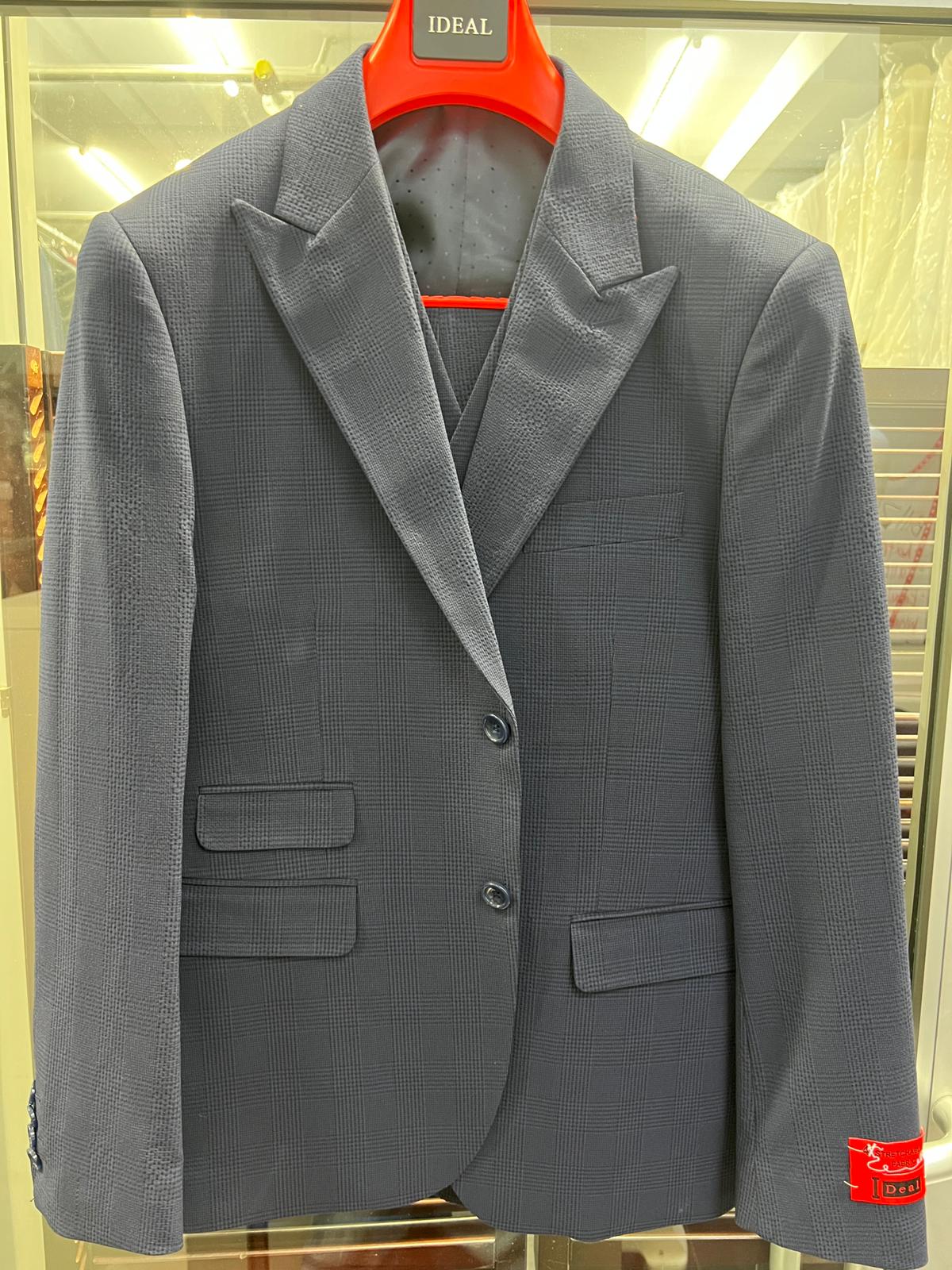 Men's Charcoal Grey Checkered Sport Coat – Classic Plaid Windowpane Pattern Blazer