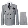 Grey Prince of Wales Check Suit – Rossiman Glen Plaid Double-Breasted Two-Piece for Men