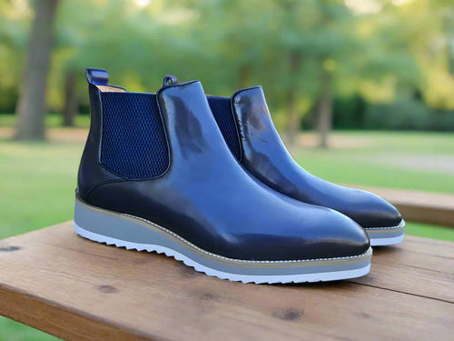 Patina Leather Chelsea Boots for Men
