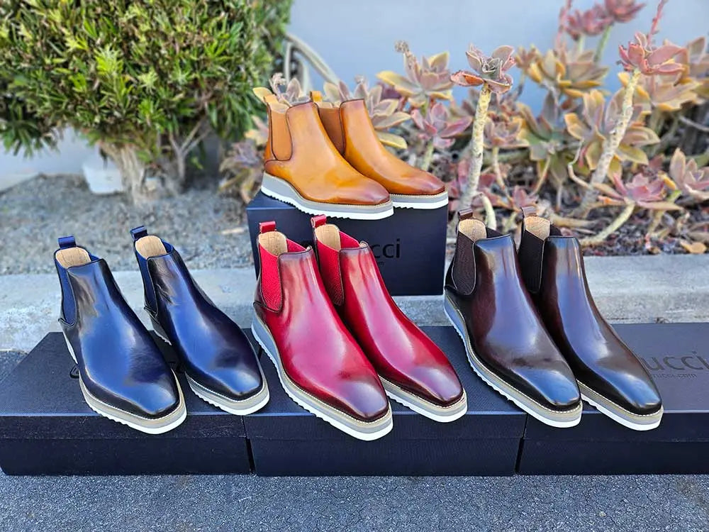 Patina Leather Chelsea Boots for Men