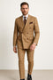 Tan Windowpane Plaid Suit Rossiman Double-Breasted Mens Two-Piece in Camel