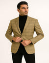 Men's Light Brown Plaid Sport Coat – Classic Check Blazer for Business and Casual Wear in Tan Windowpane Taupe Color