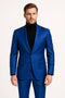 Men's Royal Blue Shiny Satin Suit – 2-Piece Slim Fit Tuxedo with Peak Lapel