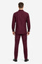 Mens Luxury Burgundy Wool Two-Piece Leisure Walking Suit