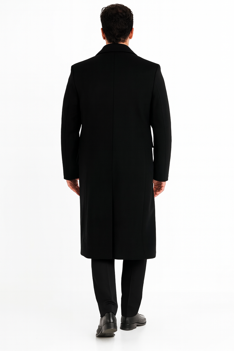 Mens Topcoat Mens Dress Coat 'Harvard' Black cashmere Full-length - Men's Overcoat