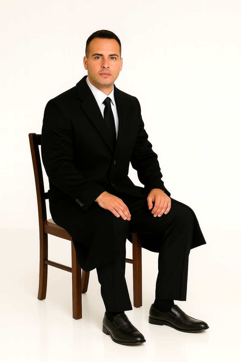Mens Topcoat Mens Dress Coat 'Harvard' Black cashmere Full-length - Men's Overcoat