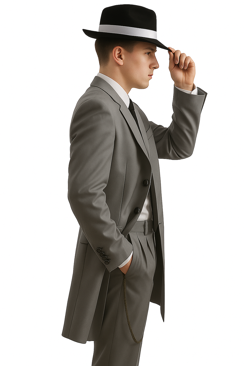 Mens Pimp Suit -Gangster Suit - Mobster Suit - Mafia Suit For Mens Vested Long Tuxedo Zoot Suit