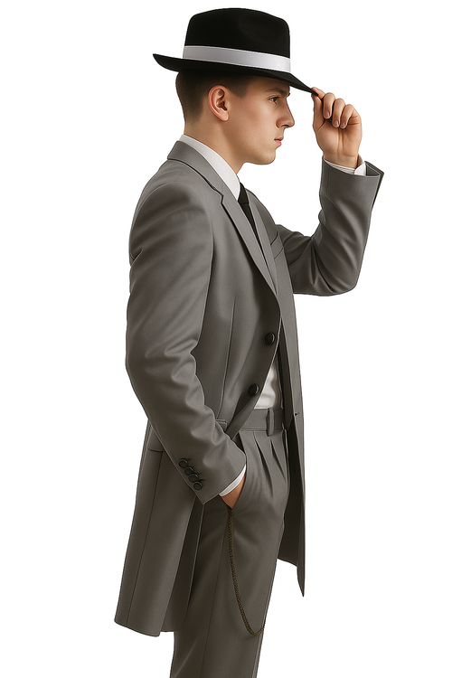 Mens Pimp Suit -Gangster Suit - Mobster Suit - Mafia Suit For Mens Vested Long Tuxedo Zoot Suit in Black