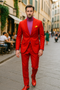 Discounted Jacket and Pants 2 Button Cheap Priced Business Suits Clearance Sale Hot Mens Red Suit