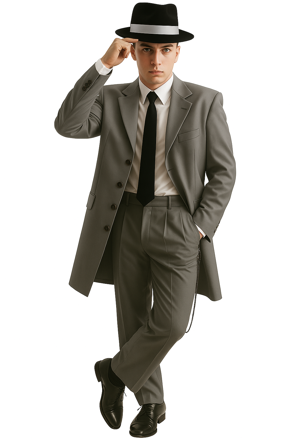 Mens Pimp Suit -Gangster Suit - Mobster Suit - Mafia Suit For Mens Vested Long Tuxedo Zoot Suit in Black