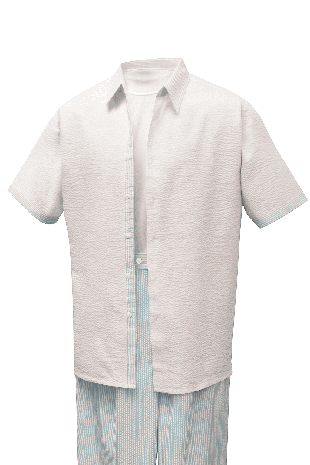 Men’s Sky Blue Two-Piece Short Sleeve Shirt and Pants Set – Casual Summer Outfit