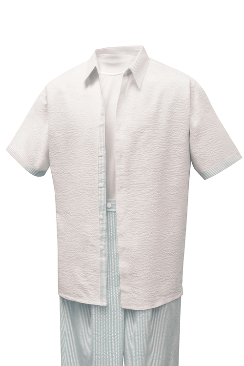 Men’s Sky Blue Two-Piece Short Sleeve Shirt and Pants Set – Casual Summer Outfit