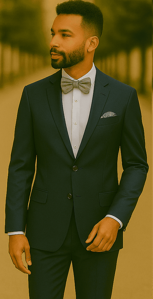 Men’s Slim Fit 100% Wool Suit by Rossiman Rossi – Peak Lapel Jacket & Plum Tapered Pants