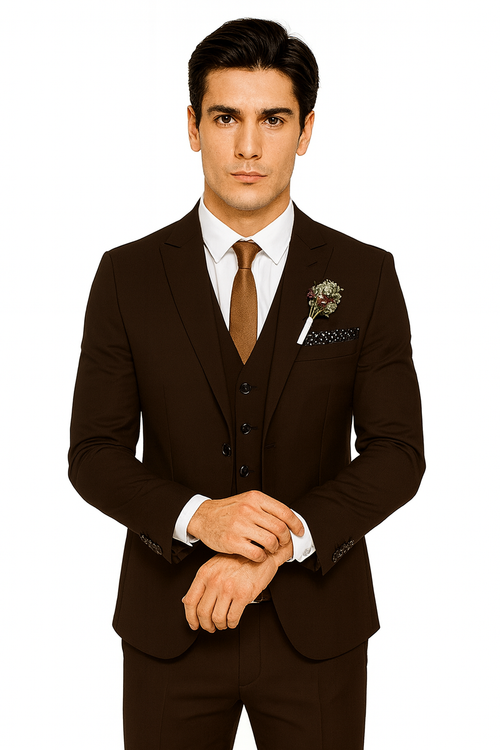 Mens Brown Linen Suit - Brown Summer Wedding Suit