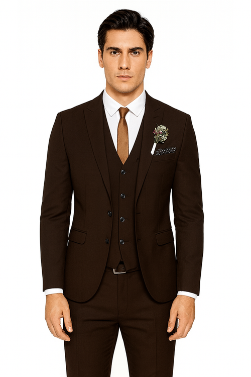 Mens Brown Linen Suit - Brown Summer Wedding Suit