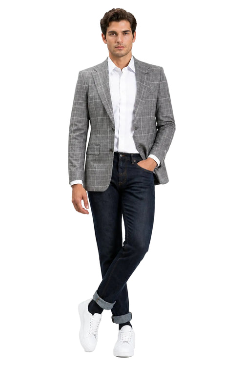 Stacy Adams Men's Hybrid Fit Sport Coat - Windowpane Plaid