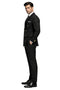 Men's Designer Modern Fit Double Breasted Wool Suit with Gold Buttons in Black