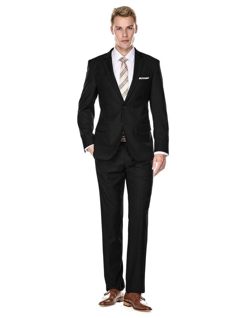 Mens Black2 Button Modern Fit Suit