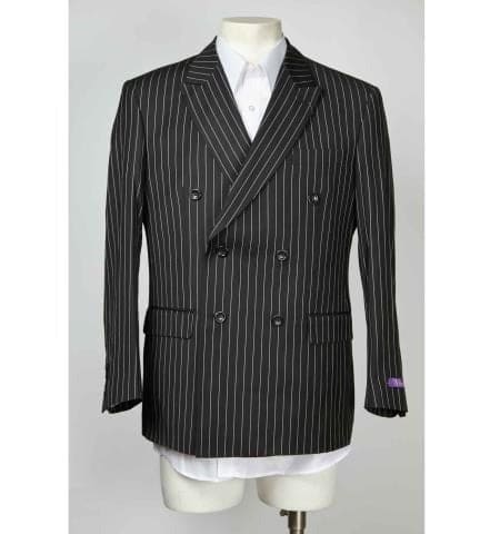 Mens Black Blazer - Men's Classic Double Breasted Sport Coat Blazer in Black